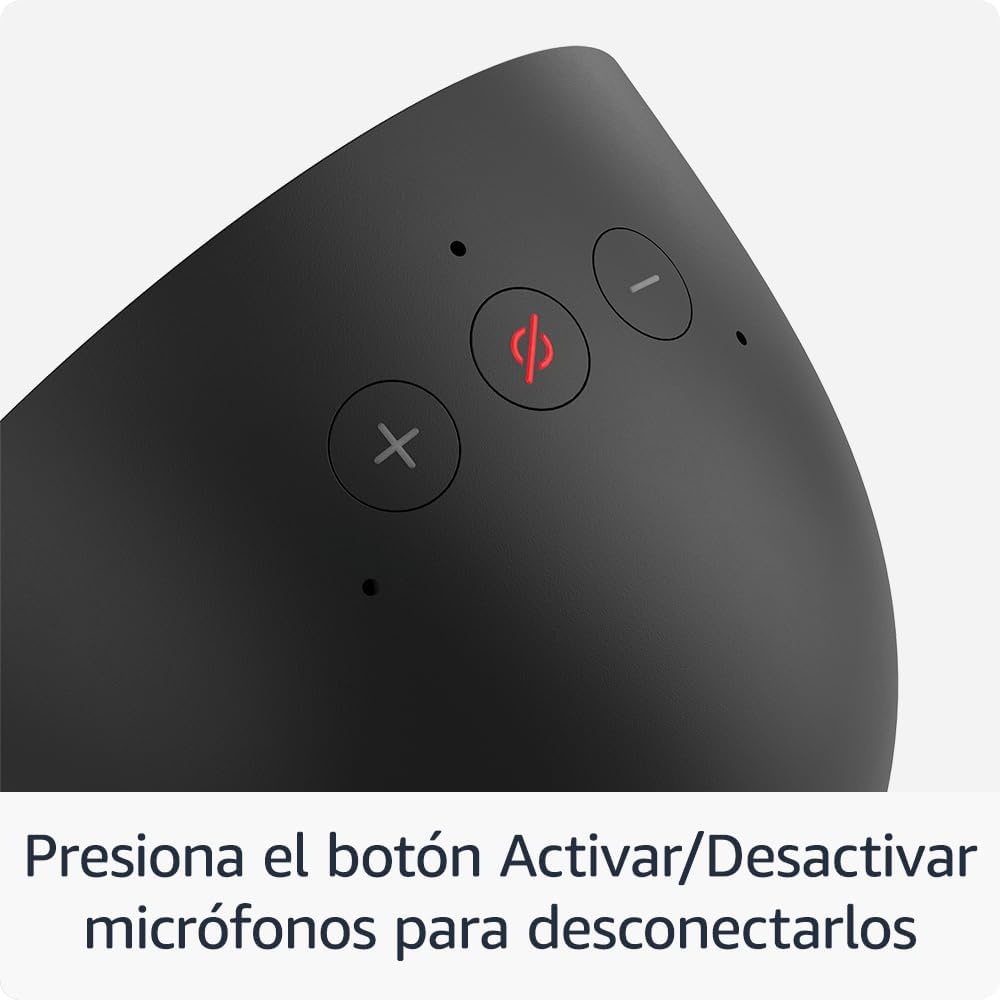 Amazon Echo Spot (modelo más reciente): ideal para mesitas de noche, oficinas y cocinas, incluye despertador inteligente con Alexa (negro)