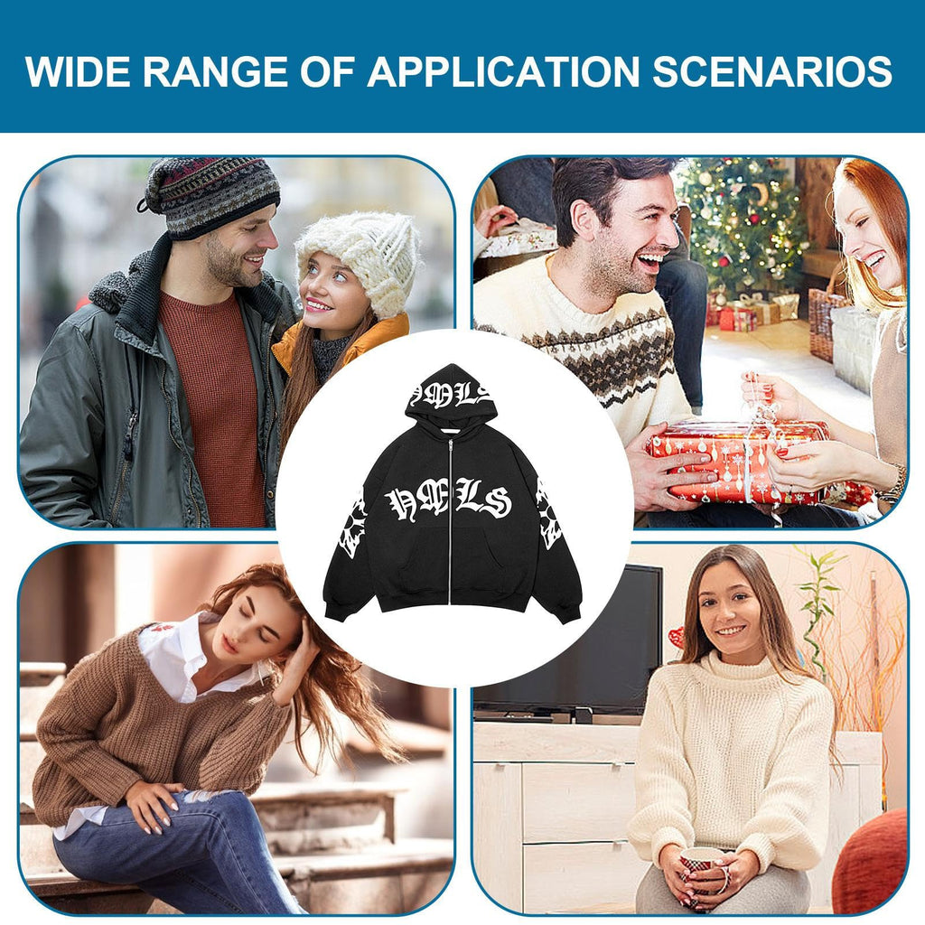 PUCHEN Sudadera Punk Suelta - Sudadera de Manga Larga con Cremallera - Exquisita Sudadera con Capucha Flexible y Holgada en Estilo Y2K, Regalo de cumpleaños para Hombres y Mujeres