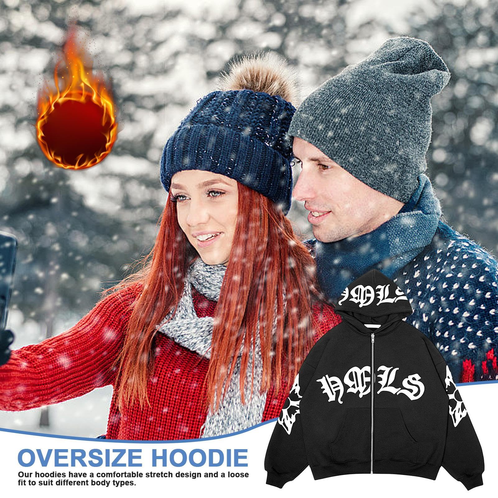 PUCHEN Sudadera Punk Suelta - Sudadera de Manga Larga con Cremallera - Exquisita Sudadera con Capucha Flexible y Holgada en Estilo Y2K, Regalo de cumpleaños para Hombres y Mujeres