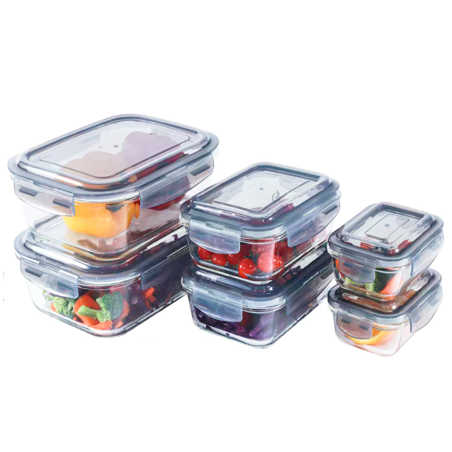 EasyWare JUMBO - Contenedores de VIDRIO, Recipientes para Alimentos, Tapas Cierre Fácil y Herméticas a prueba de fugas, Cocina, Horno, Refrigerador, Congelador (SET 10 RECIPIENTES JUMBO (20 PCS)) - KICK SHOP