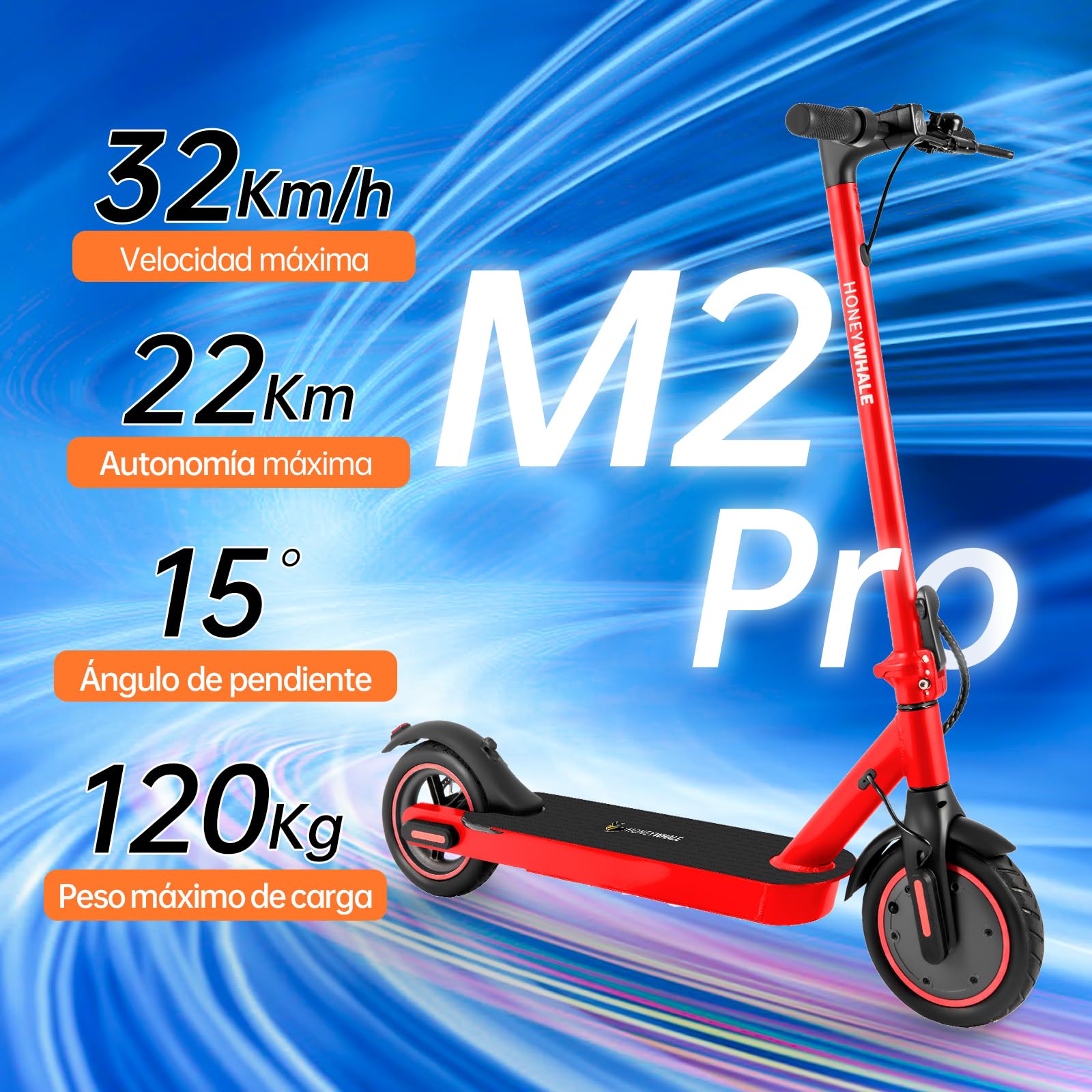 HONEYWHALE M2 Pro Scooter Eléctrico Plegable para Adultos, Motor de 500 W de Potencia Máxima, 22km con una Carga Completa, Velocidad Máxima 32km/h, Patin Eléctrico con App Control Bluetooth - KICK SHOP