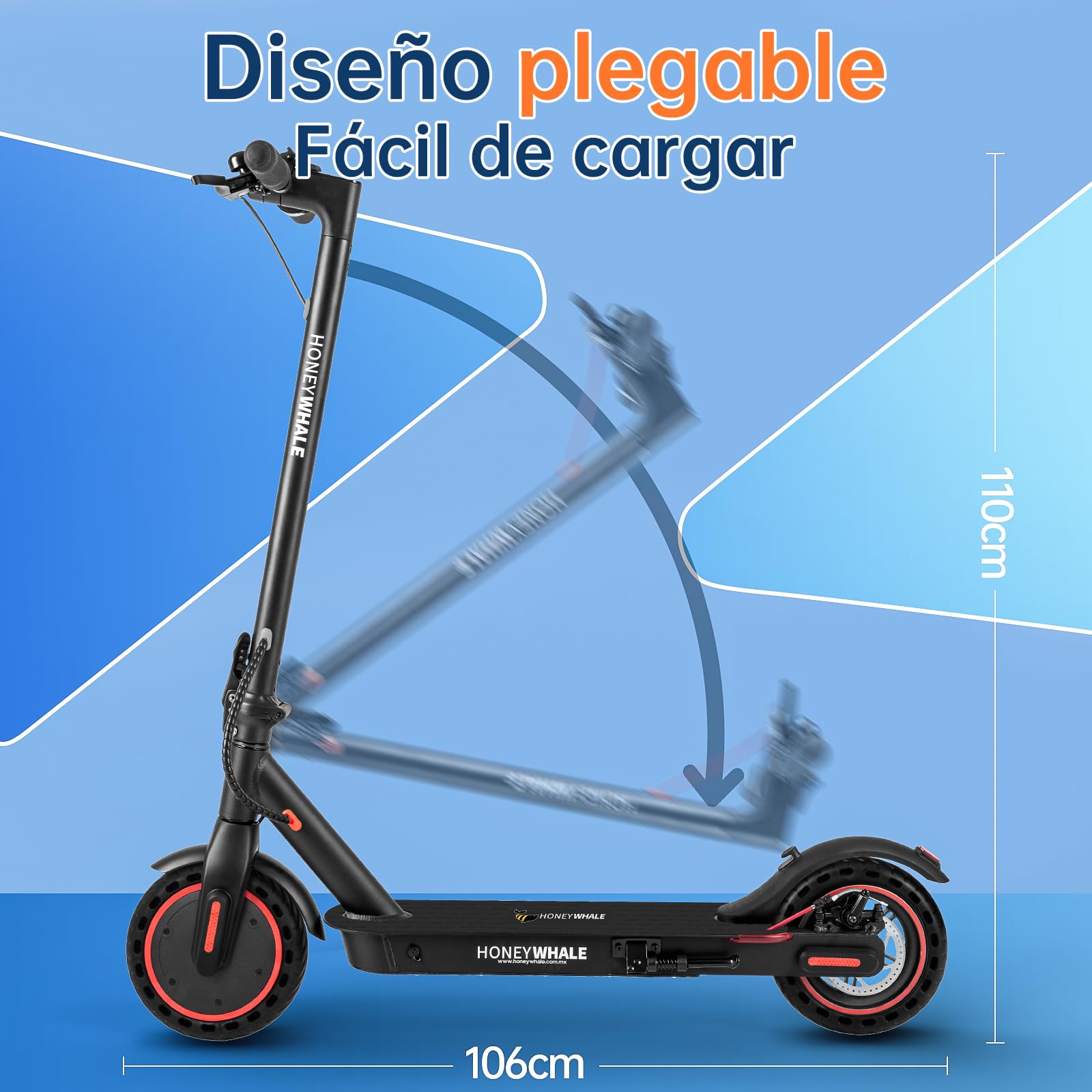 HONEYWHALE M2 Pro Scooter Eléctrico Plegable para Adultos, Motor de 500 W de Potencia Máxima, 22km con una Carga Completa, Velocidad Máxima 32km/h, Patin Eléctrico con App Control Bluetooth - KICK SHOP