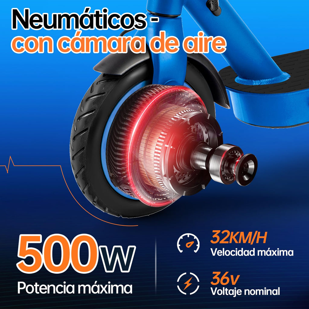 HONEYWHALE M2 Pro Scooter Eléctrico Plegable para Adultos, Motor de 500 W de Potencia Máxima, 22km con una Carga Completa, Velocidad Máxima 32km/h, Patin Eléctrico con App Control Bluetooth - KICK SHOP