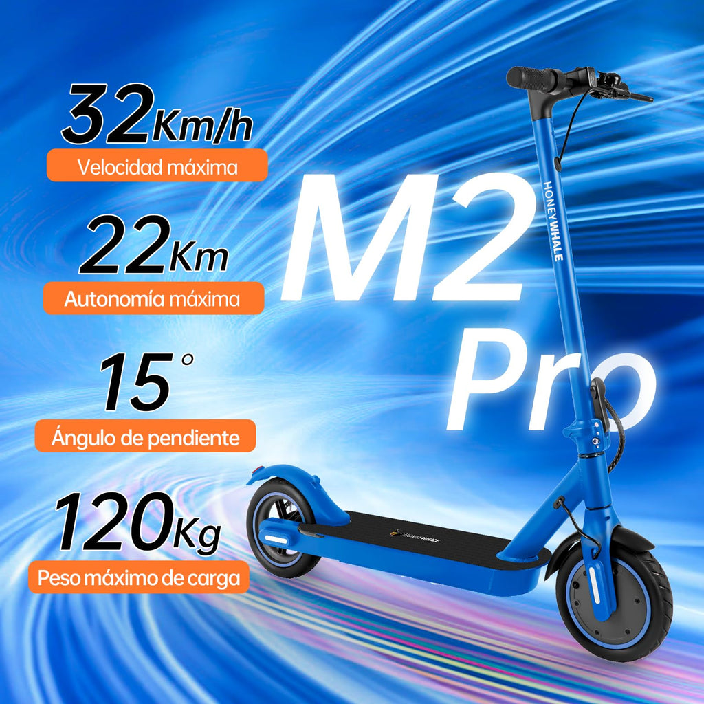 HONEYWHALE M2 Pro Scooter Eléctrico Plegable para Adultos, Motor de 500 W de Potencia Máxima, 22km con una Carga Completa, Velocidad Máxima 32km/h, Patin Eléctrico con App Control Bluetooth - KICK SHOP