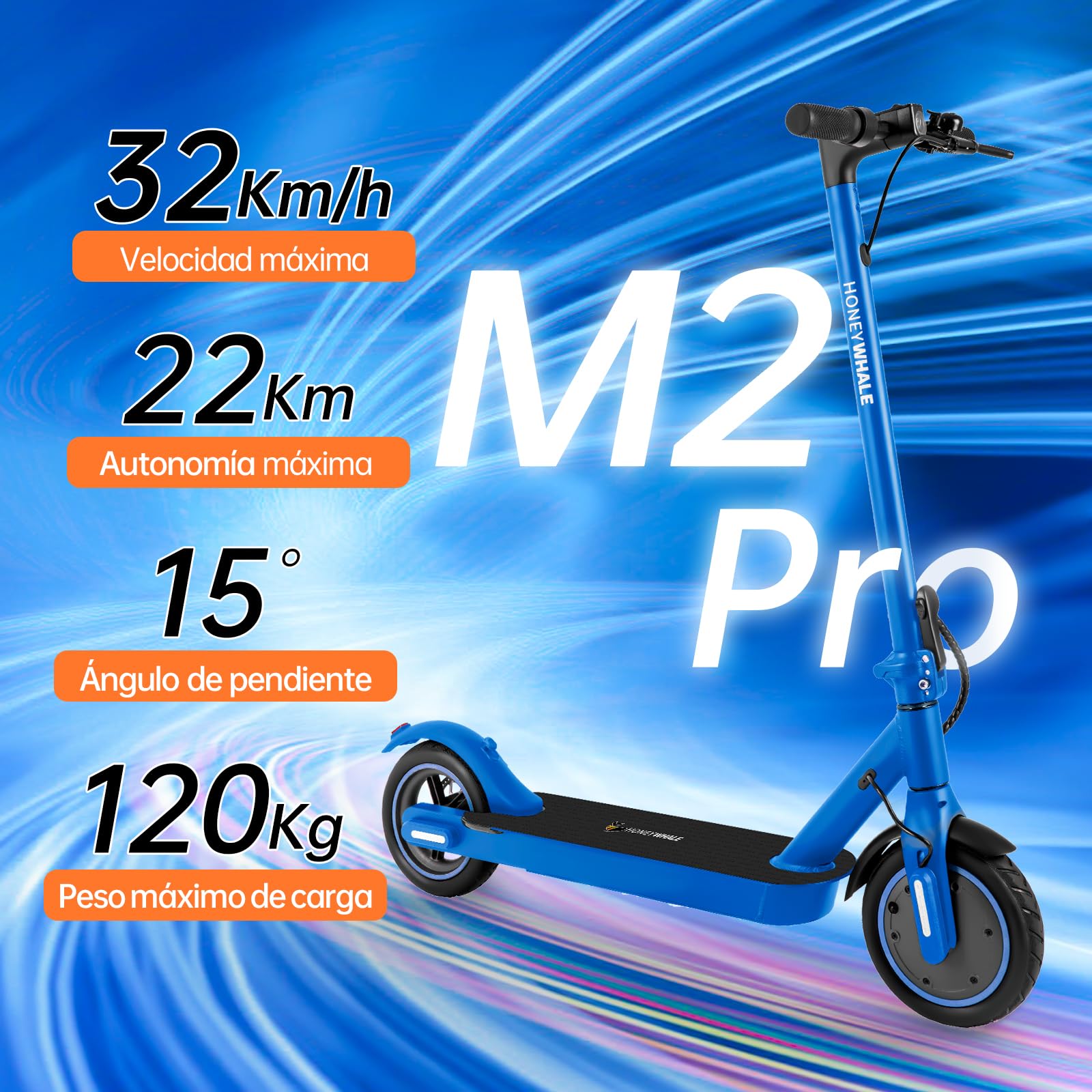 HONEYWHALE M2 Pro Scooter Eléctrico Plegable para Adultos, Motor de 500 W de Potencia Máxima, 22km con una Carga Completa, Velocidad Máxima 32km/h, Patin Eléctrico con App Control Bluetooth - KICK SHOP