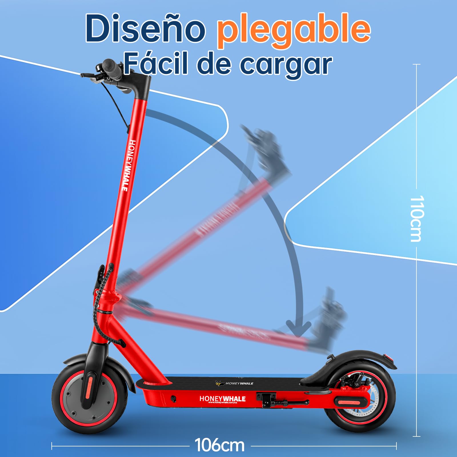 HONEYWHALE M2 Pro Scooter Eléctrico Plegable para Adultos, Motor de 500 W de Potencia Máxima, 22km con una Carga Completa, Velocidad Máxima 32km/h, Patin Eléctrico con App Control Bluetooth - KICK SHOP
