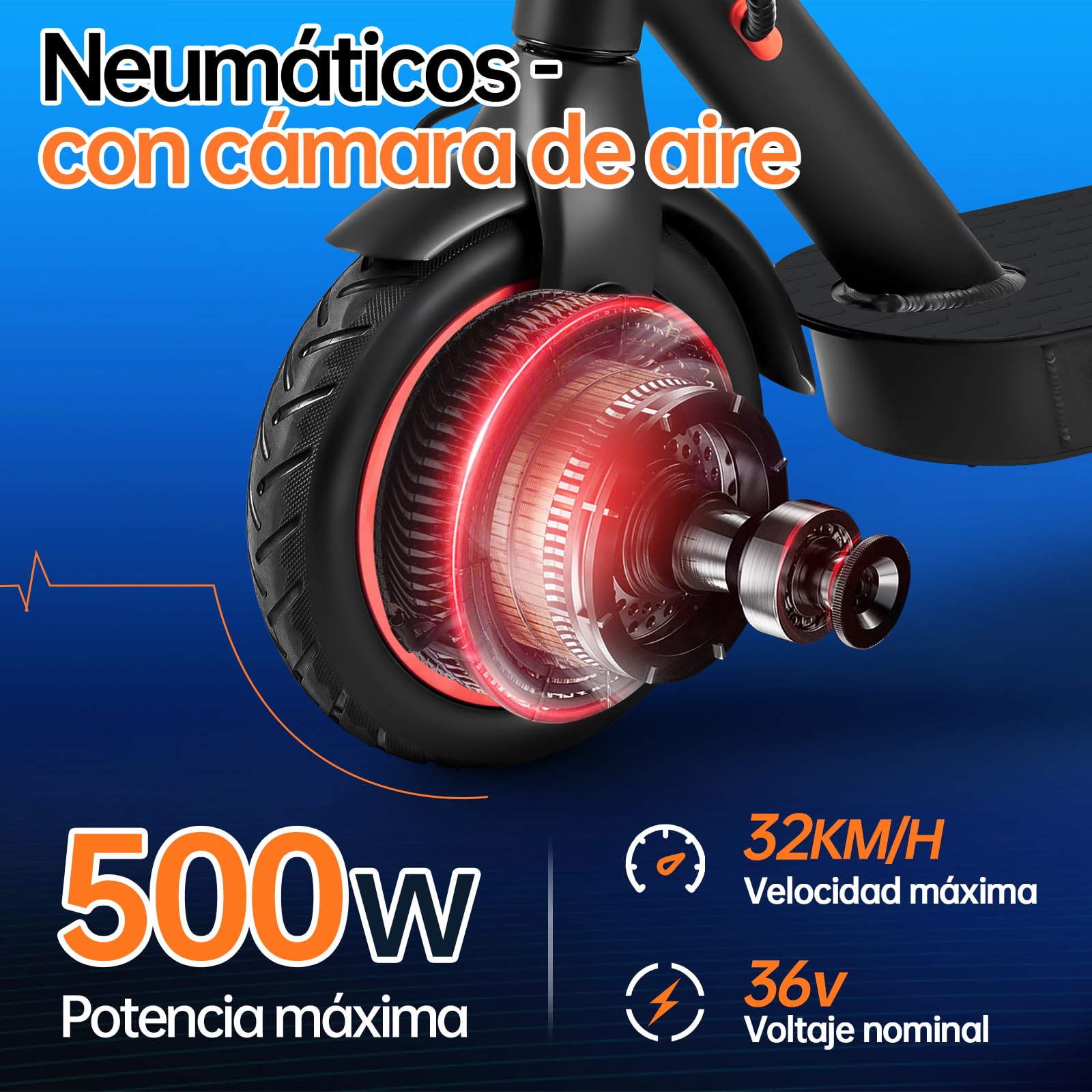 HONEYWHALE M2 Pro Scooter Eléctrico Plegable para Adultos, Motor de 500 W de Potencia Máxima, 22km con una Carga Completa, Velocidad Máxima 32km/h, Patin Eléctrico con App Control Bluetooth - KICK SHOP