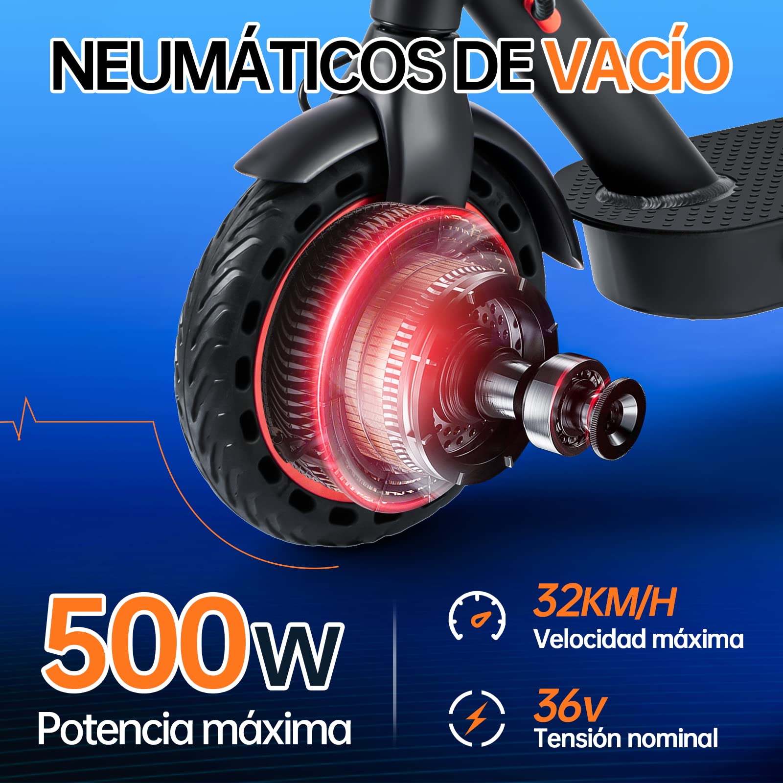 HONEYWHALE M2 Pro Scooter Eléctrico Plegable para Adultos, Motor de 500 W de Potencia Máxima, 22km con una Carga Completa, Velocidad Máxima 32km/h, Patin Eléctrico con App Control Bluetooth - KICK SHOP