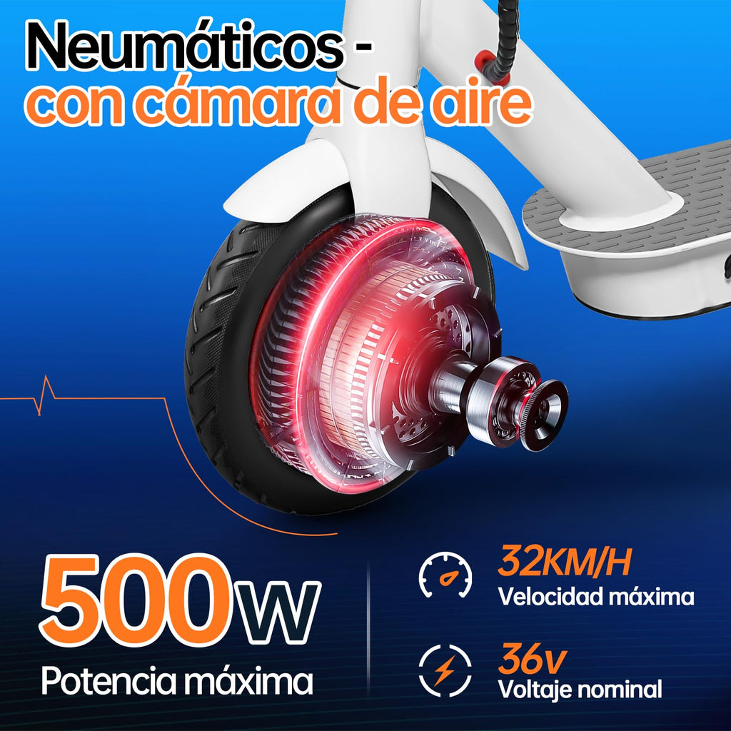 HONEYWHALE M2 Pro Scooter Eléctrico Plegable para Adultos, Motor de 500 W de Potencia Máxima, 22km con una Carga Completa, Velocidad Máxima 32km/h, Patin Eléctrico con App Control Bluetooth - KICK SHOP