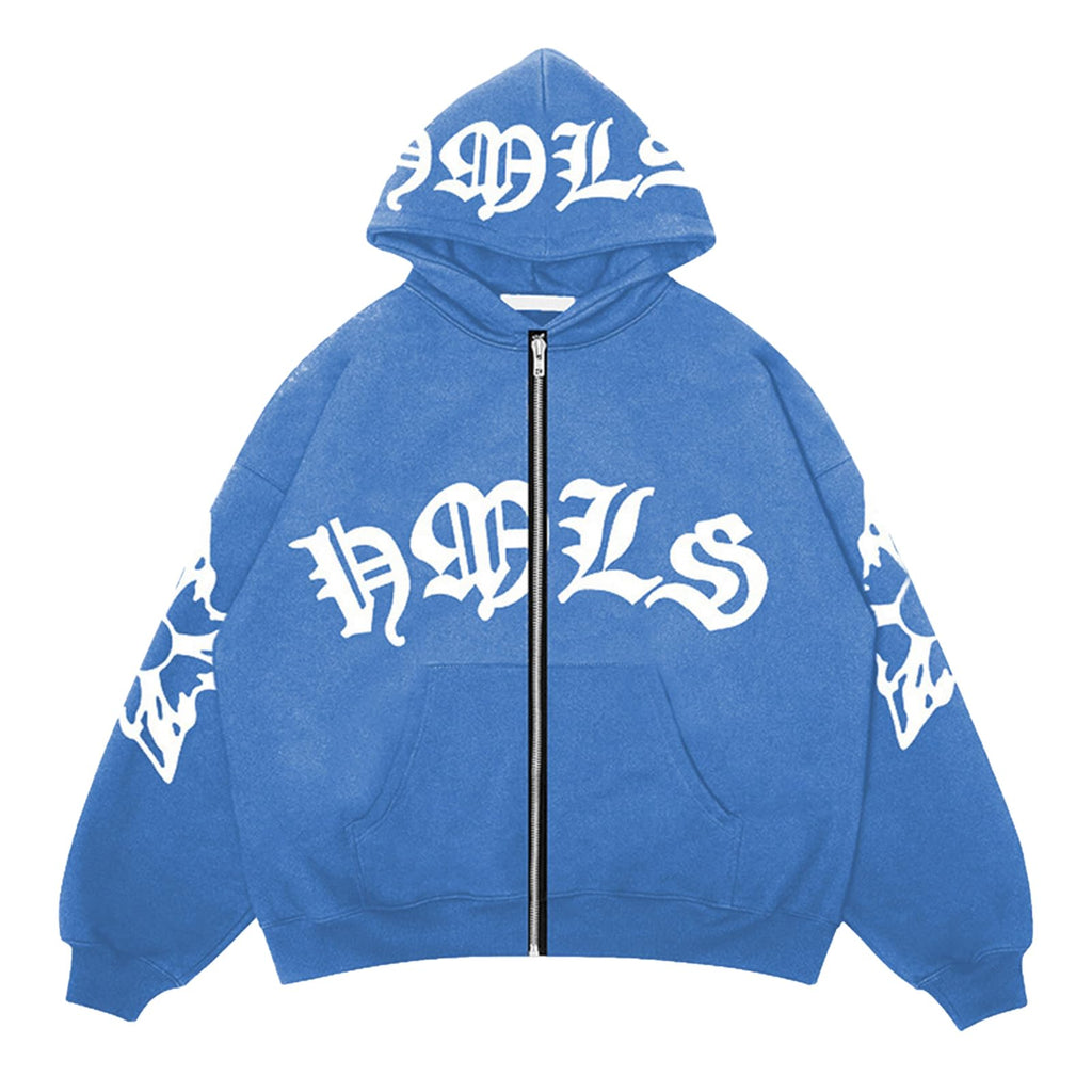 PUCHEN Sudadera Punk Suelta - Sudadera de Manga Larga con Cremallera - Exquisita Sudadera con Capucha Flexible y Holgada en Estilo Y2K, Regalo de cumpleaños para Hombres y Mujeres - KICK SHOP