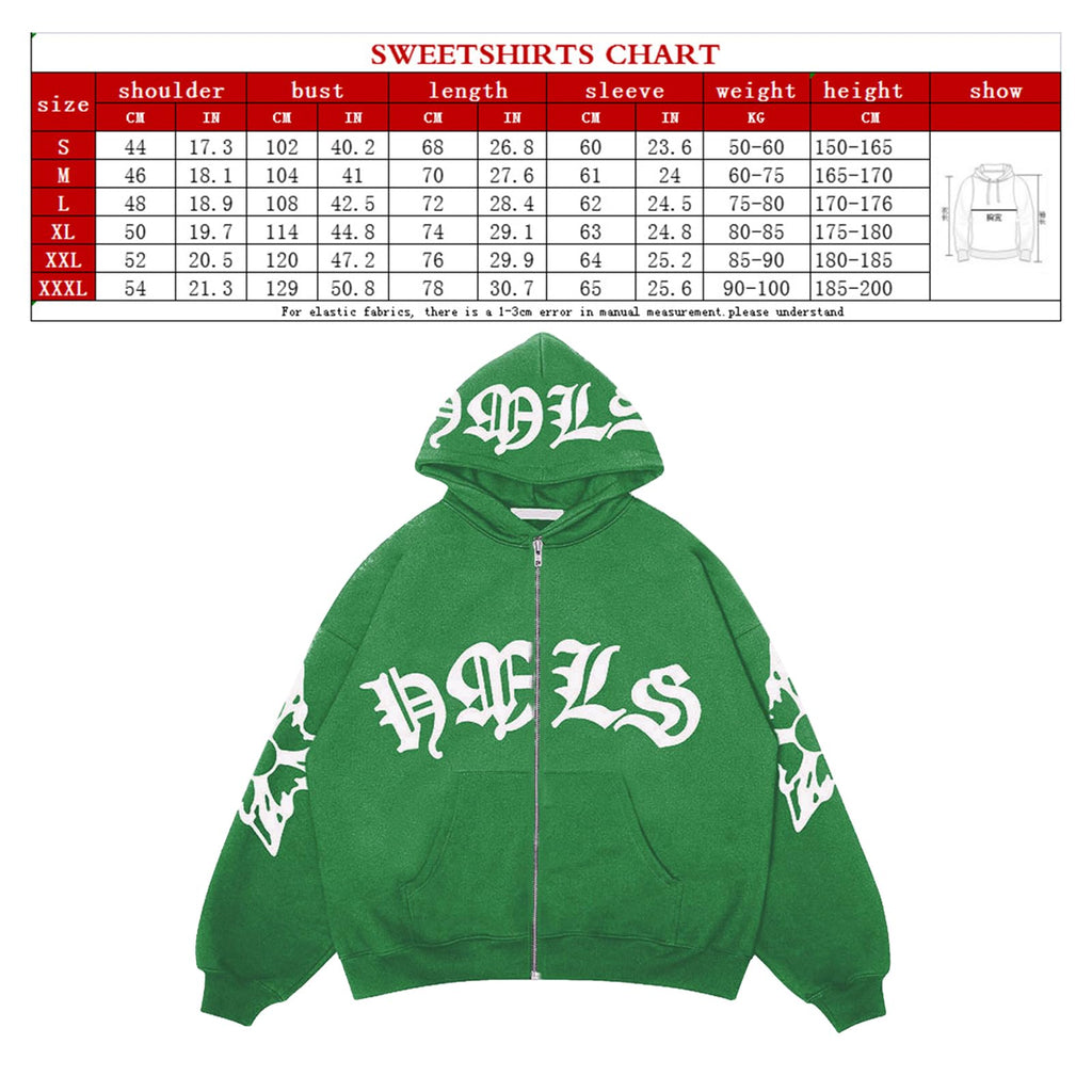 PUCHEN Sudadera Punk Suelta - Sudadera de Manga Larga con Cremallera - Exquisita Sudadera con Capucha Flexible y Holgada en Estilo Y2K, Regalo de cumpleaños para Hombres y Mujeres - KICK SHOP