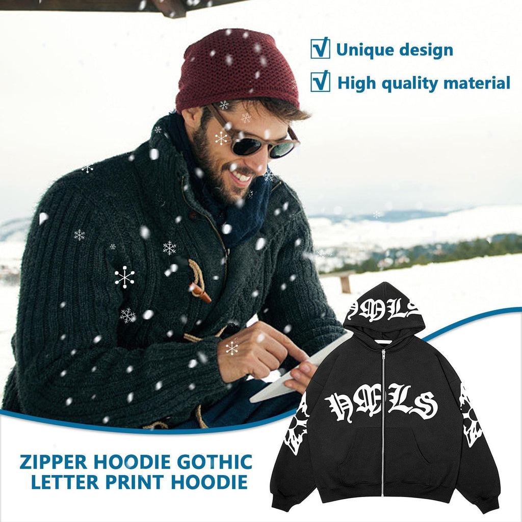 PUCHEN Sudadera Punk Suelta - Sudadera de Manga Larga con Cremallera - Exquisita Sudadera con Capucha Flexible y Holgada en Estilo Y2K, Regalo de cumpleaños para Hombres y Mujeres - KICK SHOP