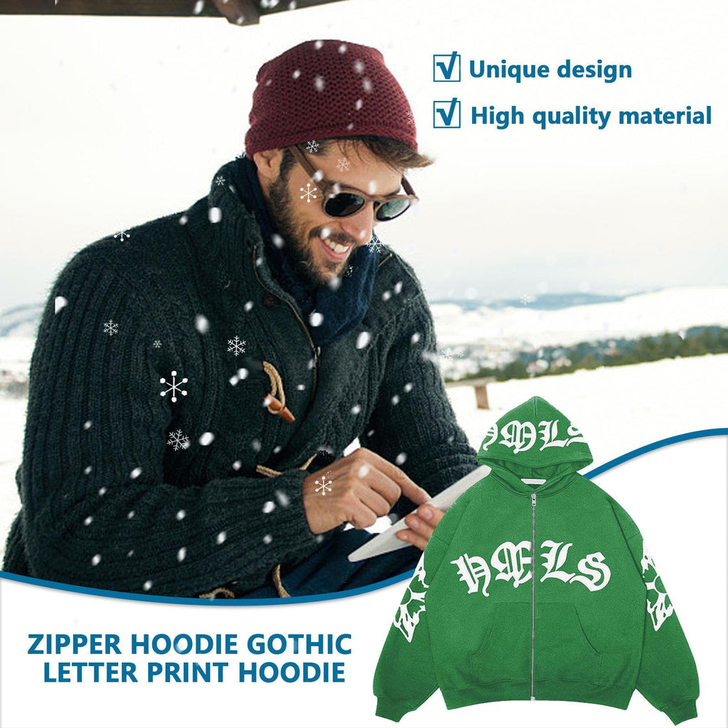 PUCHEN Sudadera Punk Suelta - Sudadera de Manga Larga con Cremallera - Exquisita Sudadera con Capucha Flexible y Holgada en Estilo Y2K, Regalo de cumpleaños para Hombres y Mujeres - KICK SHOP