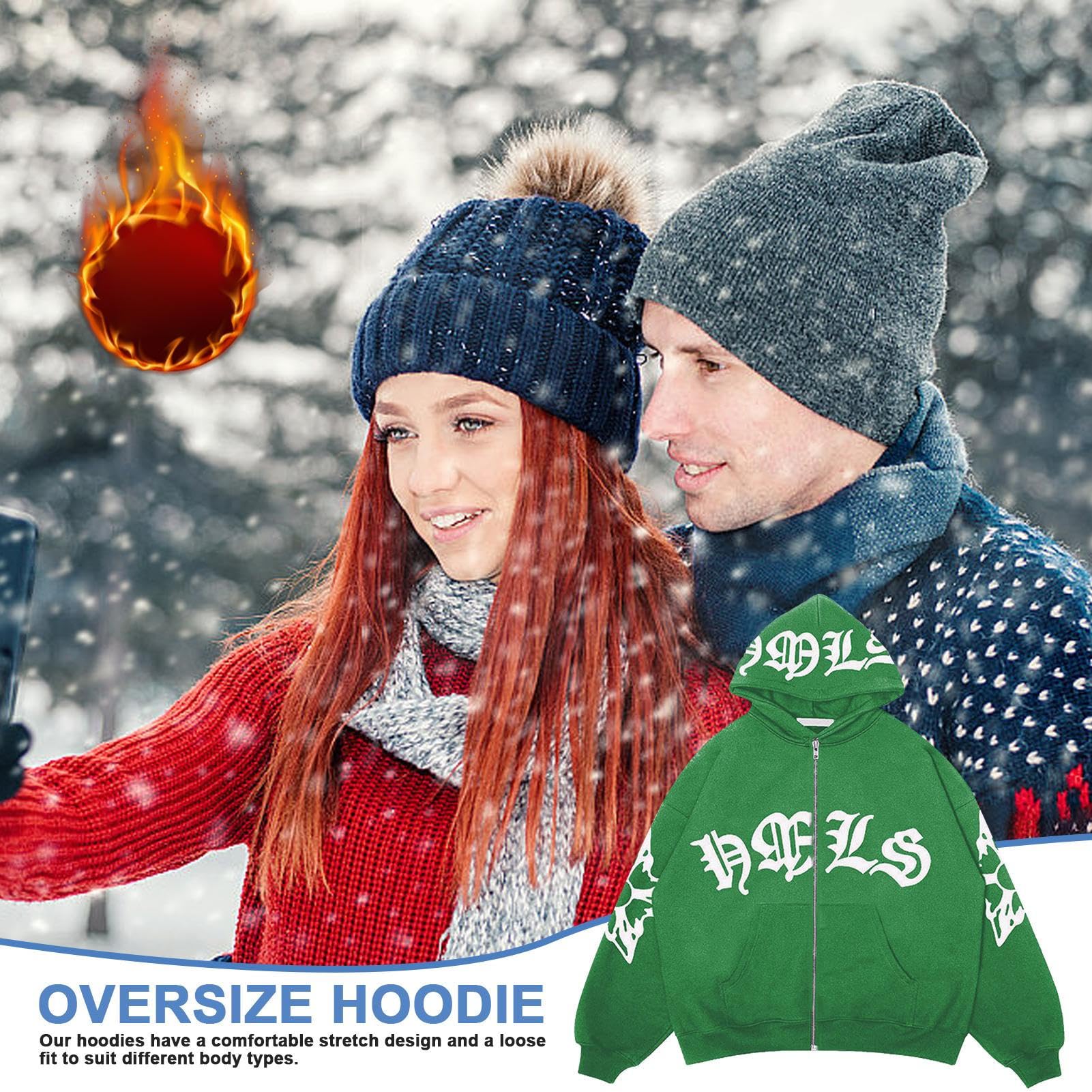 PUCHEN Sudadera Punk Suelta - Sudadera de Manga Larga con Cremallera - Exquisita Sudadera con Capucha Flexible y Holgada en Estilo Y2K, Regalo de cumpleaños para Hombres y Mujeres - KICK SHOP