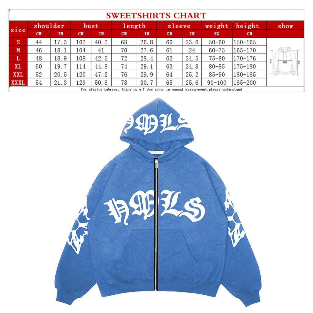 PUCHEN Sudadera Punk Suelta - Sudadera de Manga Larga con Cremallera - Exquisita Sudadera con Capucha Flexible y Holgada en Estilo Y2K, Regalo de cumpleaños para Hombres y Mujeres - KICK SHOP