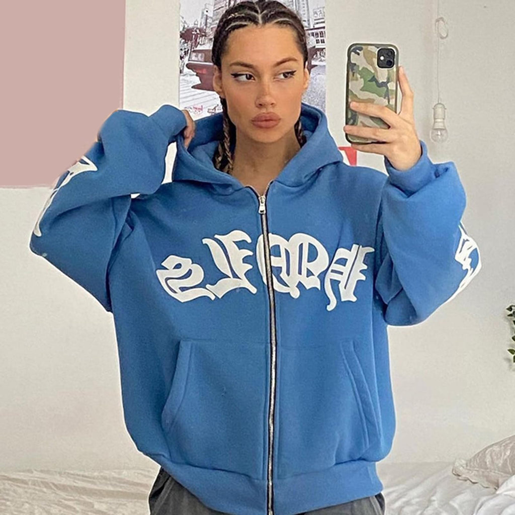 PUCHEN Sudadera Punk Suelta - Sudadera de Manga Larga con Cremallera - Exquisita Sudadera con Capucha Flexible y Holgada en Estilo Y2K, Regalo de cumpleaños para Hombres y Mujeres - KICK SHOP
