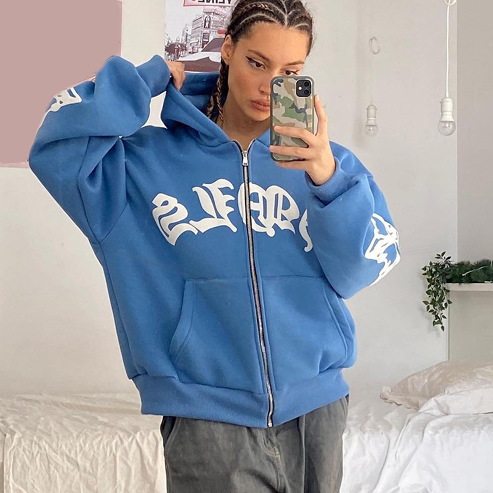 PUCHEN Sudadera Punk Suelta - Sudadera de Manga Larga con Cremallera - Exquisita Sudadera con Capucha Flexible y Holgada en Estilo Y2K, Regalo de cumpleaños para Hombres y Mujeres - KICK SHOP